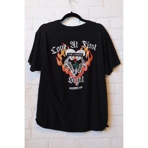Truth + Theory Mens Love At First Sight Skeleton Flame Graphic T-Shirt Black L